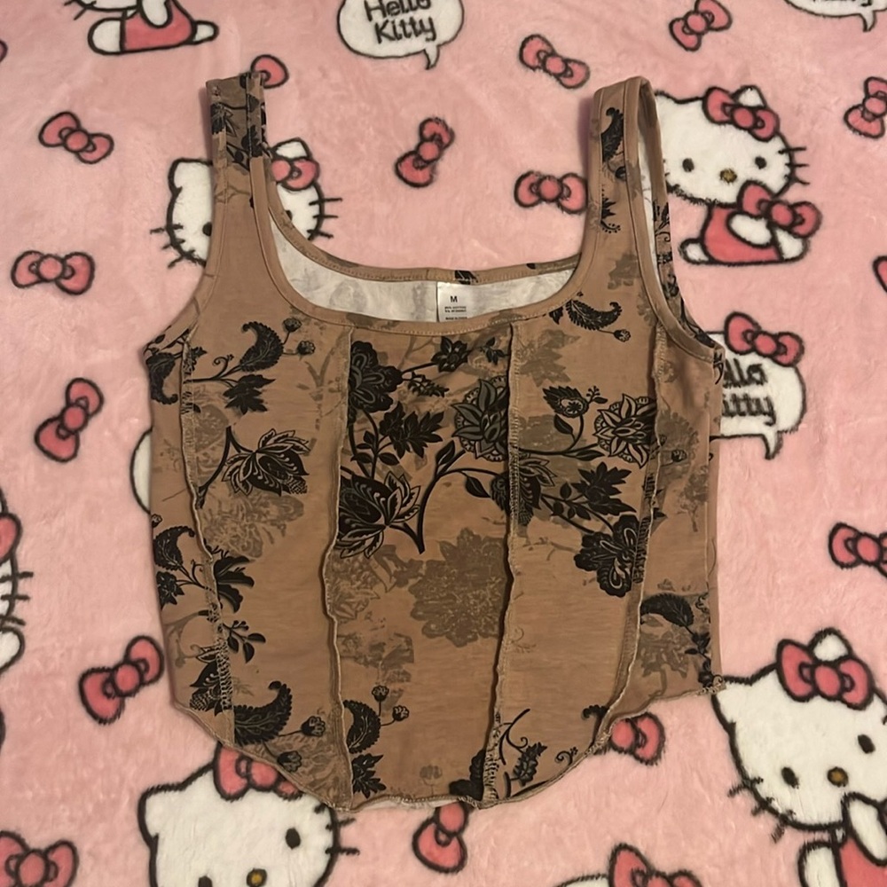 Brown corset style crop top Juniors M Five Below